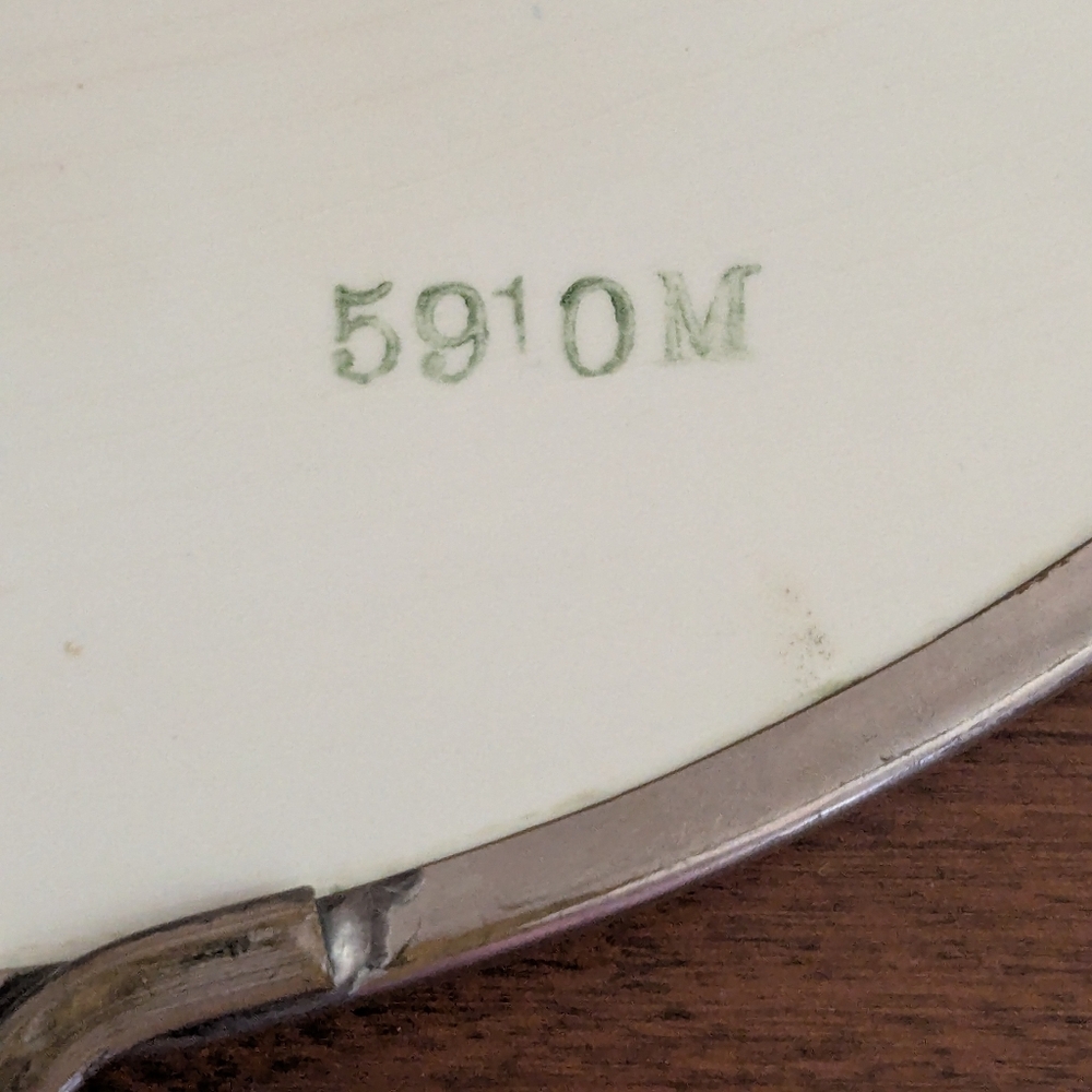 Antique Theodor Paetsch Steingutfabrik Earthenware Metal Rim  Handles Cake Plate - Picture 4 of 5